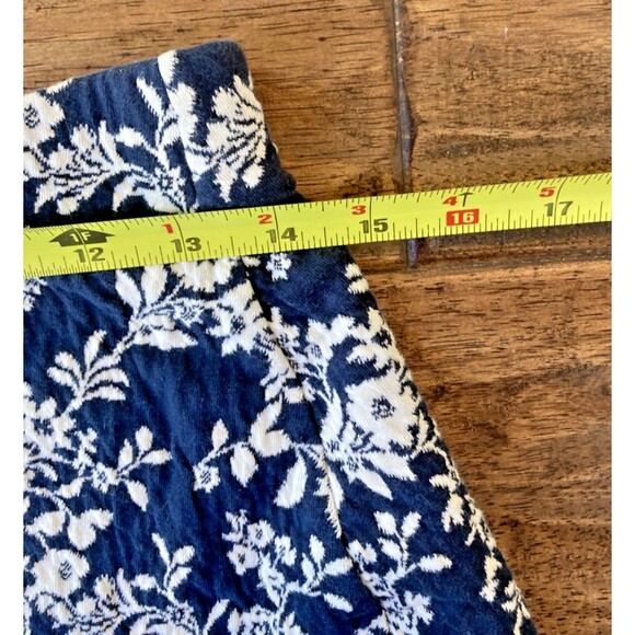 LOFT Floral Skater Skirt Medium Navy/White Workwear Preppy Elastic Waist - Picture 5 of 6